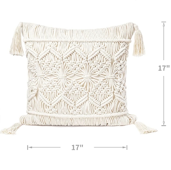 Urban Outfitters Throw Pillow Cover Macrame Tassel - Picture 4 of 6